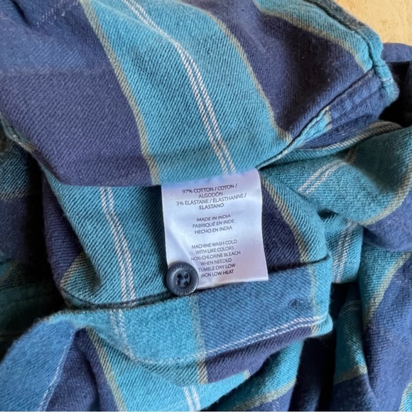 O'Neill Men's Medium Navy Blue Shirt Redmond Plaid Stretch Flannel Long Sleeve - Picture 10 of 12